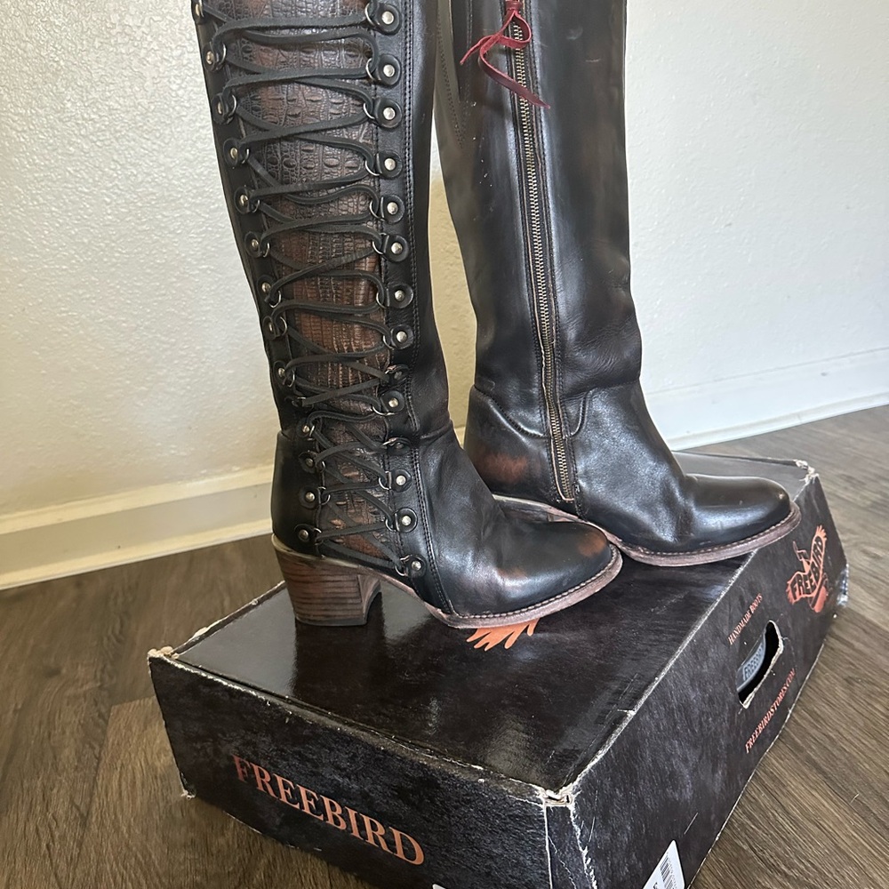 Freebird Black Lace-Up Boots - Picture 3 of 7